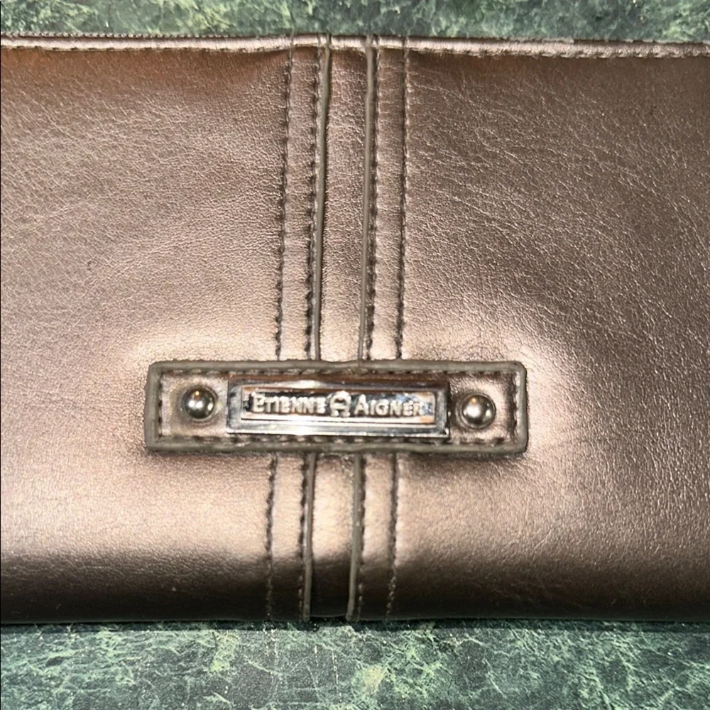 Etienne Aigner DELTA style 2421X Metallic Brown Zip Around Wallet